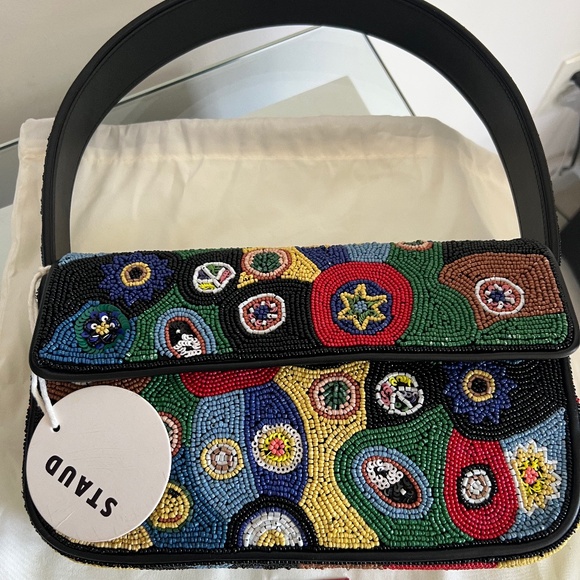 STAUD Tommy Beaded Bag Millefiore Black - Picture 1 of 16